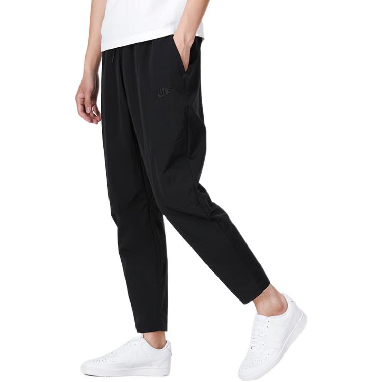 Men's Nike Solid Color Logo Printing Drawstring Lacing Straight Casual Pants/Trousers Black DQ4344-010