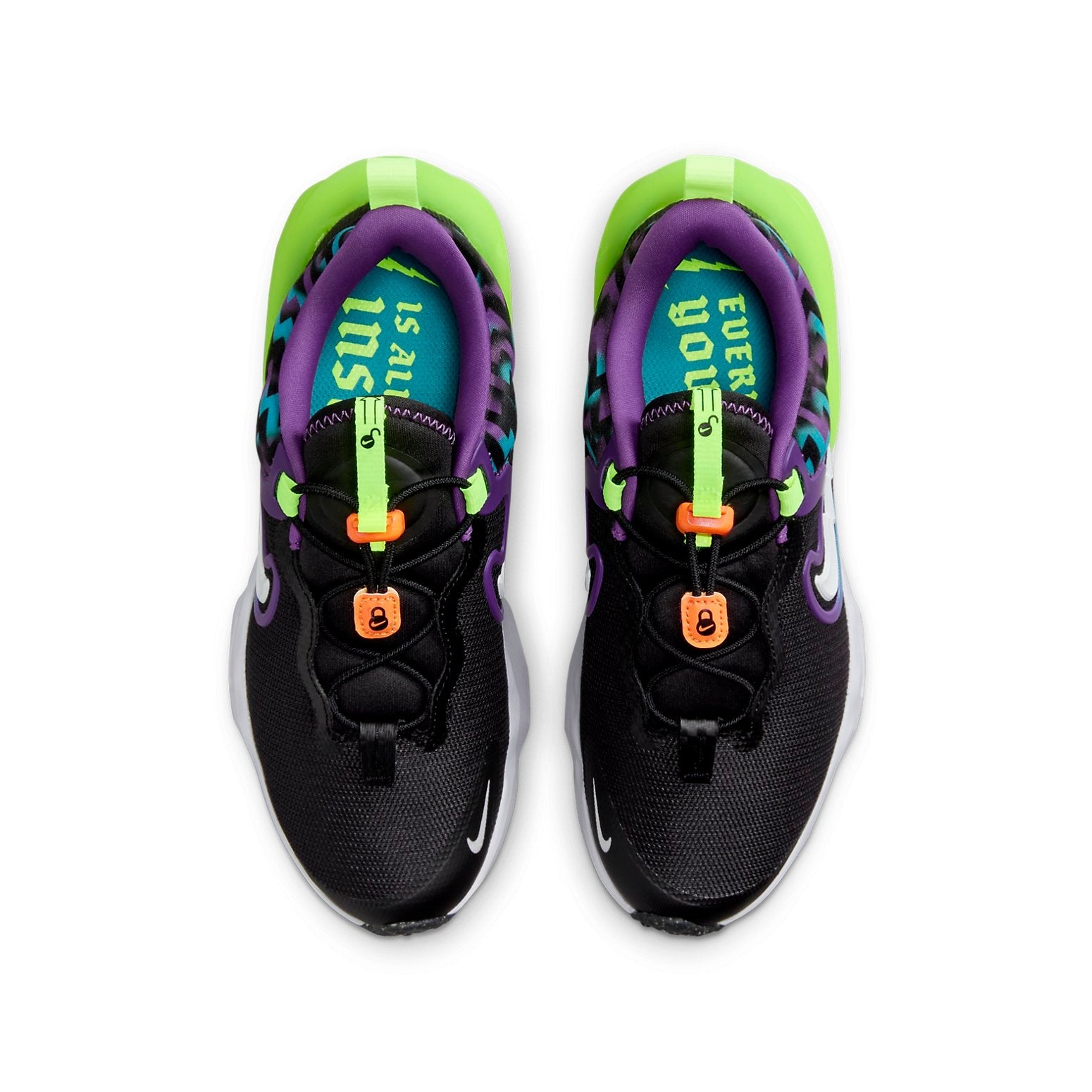 (GS) Nike Run Flow Easy On/Off Shoes 'Black Teal Nebula Volt' DZ4490-001