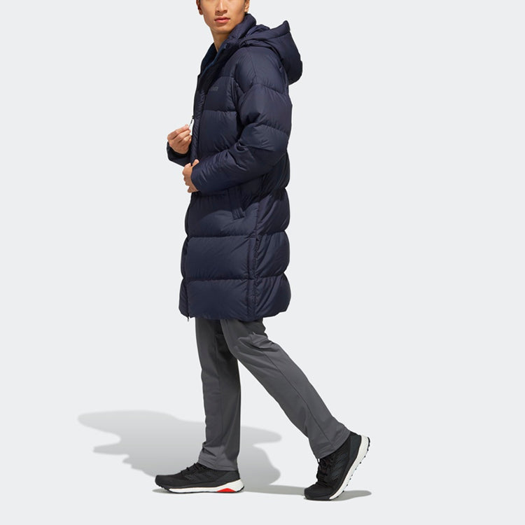 adidas Outdoor protection against cold Stay Warm hooded mid-length Down Jacket Blue EH4989