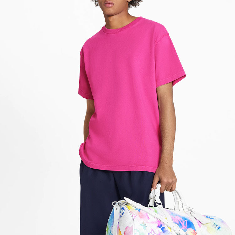 Men's LOUIS VUITTON SS21 Casual Solid Color Short Sleeve Pink 1A8R56