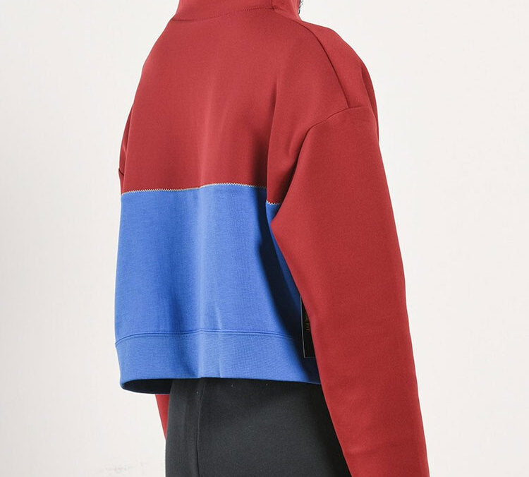 (WMNS) Nike Pro Get Fit Dri-FIT Knit Colorblock Splicing Half Zipper Stand Collar Pullover 'Red Blue' CJ3467-677