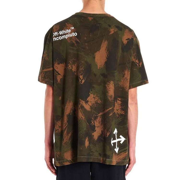 Off-White Paintbrush Short-Sleeve Camouflage Oversize Round Neck OMAA038E191850189901