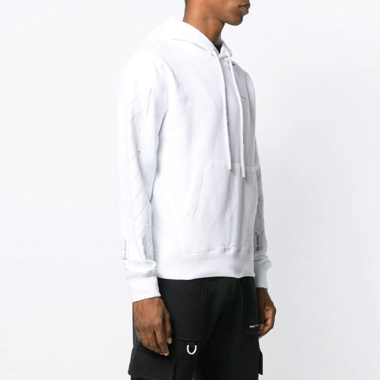 Off-White Diagonal Sleeve Unfinished Popover Hoody White OMBB034E19E300030191