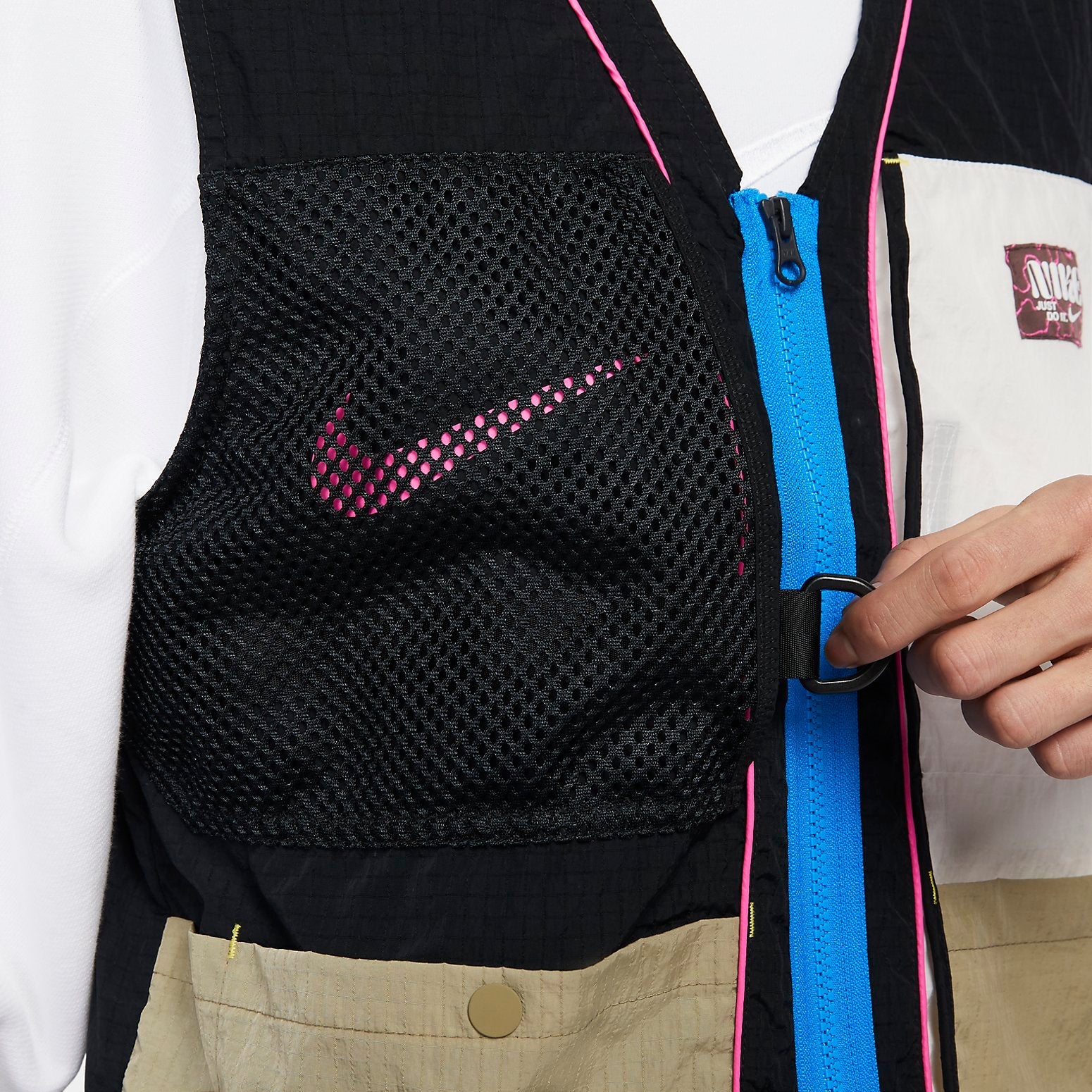 Nike Sports Casual Breathable All-match Stitching Stacked Mesh Vest 'Black White Brown' FJ7683-010