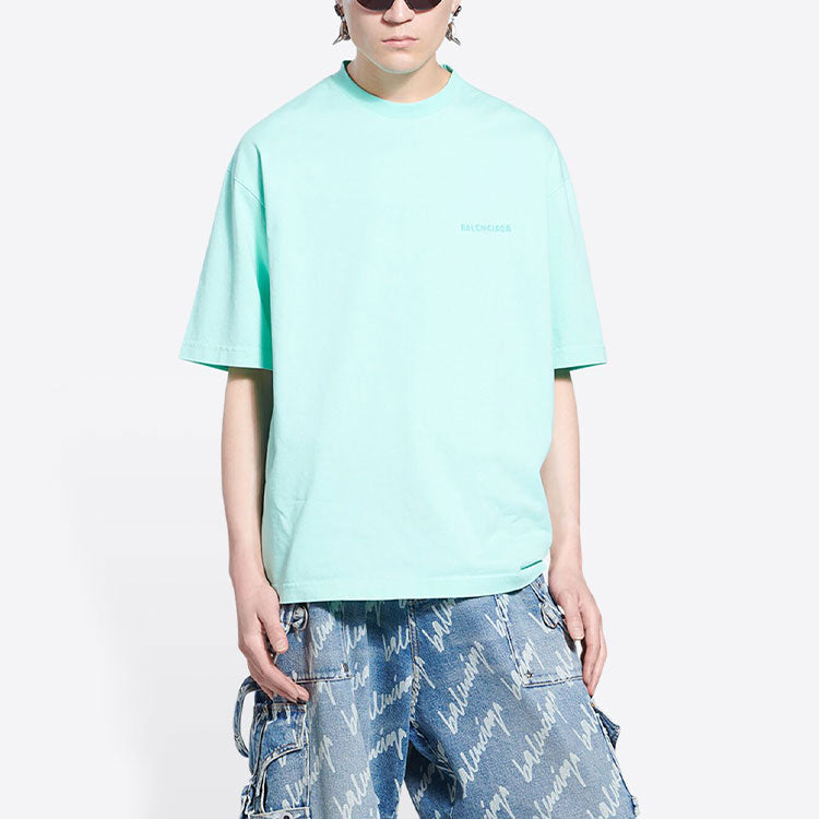 Balenciaga Logo T-Shirt Medium Fit 'Mint Tint' 612966TLVB93062
