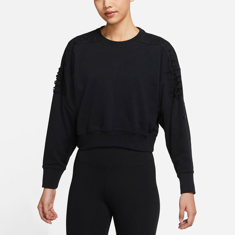 (WMNS) Nike Casual Sports Knit Training Round Neck Black Hoodie DA0449-010
