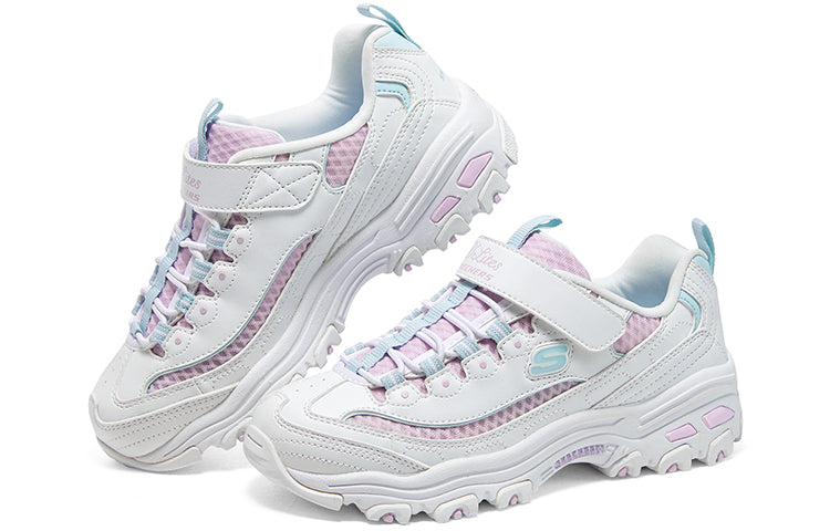 (GS) Skechers Dlites Chunky Shoes 'White Pink Blue' 319001L-WMLT