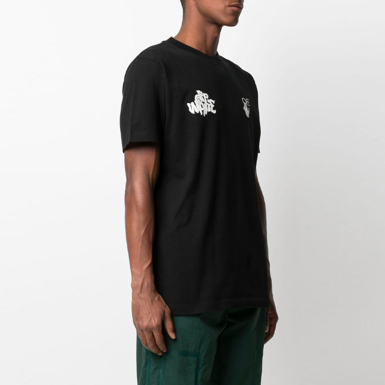 Off-White SS21 Logo Pattern Short Sleeve Loose Fit Black OMAA027S21JER0151001