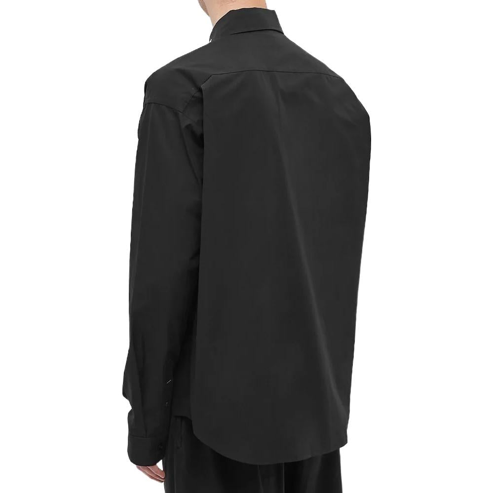 Balenciaga Logo Collar Long Sleeve Button Down Shirt 'Black' 671586TYB181000