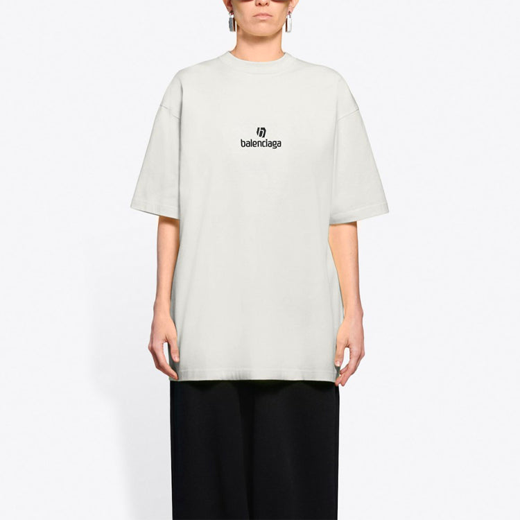 Balenciaga Sponsor Logo Round-neck Tee White 612965TJVD99054