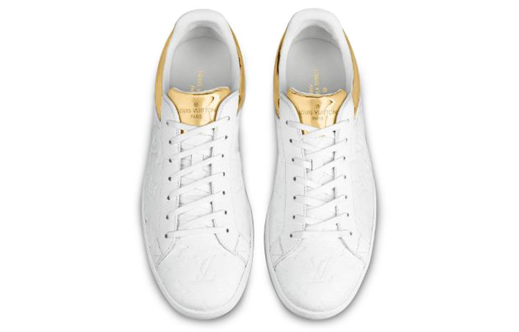 LOUIS VUITTON Luxembourg Sneakers 'White Logo Monogram with Gold Collar' 1A80YG