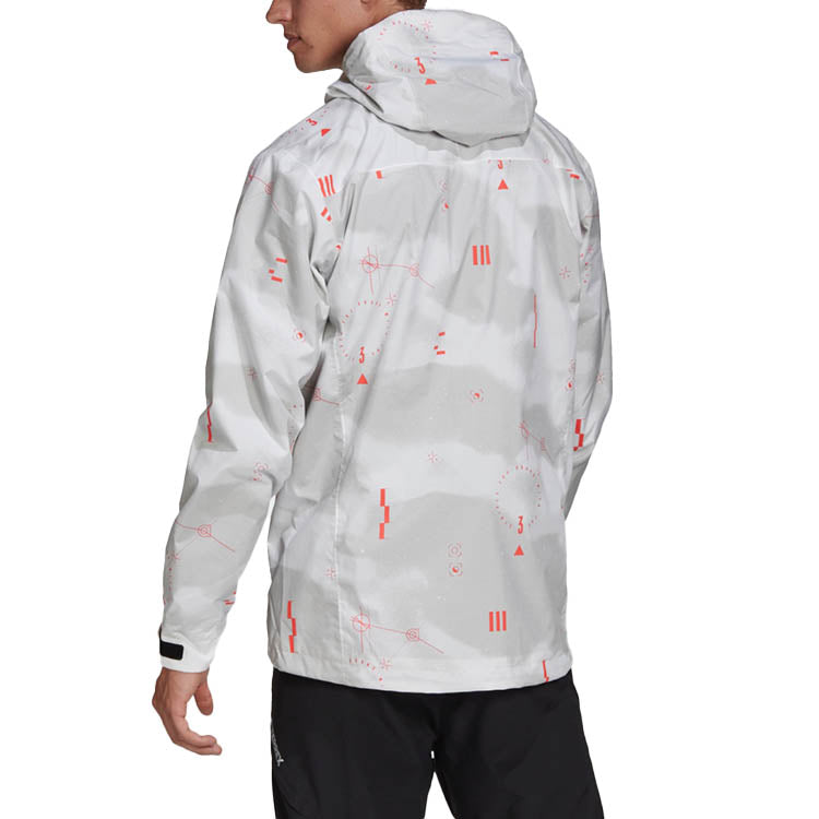 adidas Camo Rain J Outdoor Sports Hooded Jacket light grey FU0706