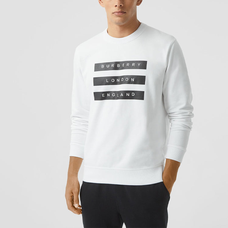 Men's Burberry Round Neck Long Sleeves White 80219711