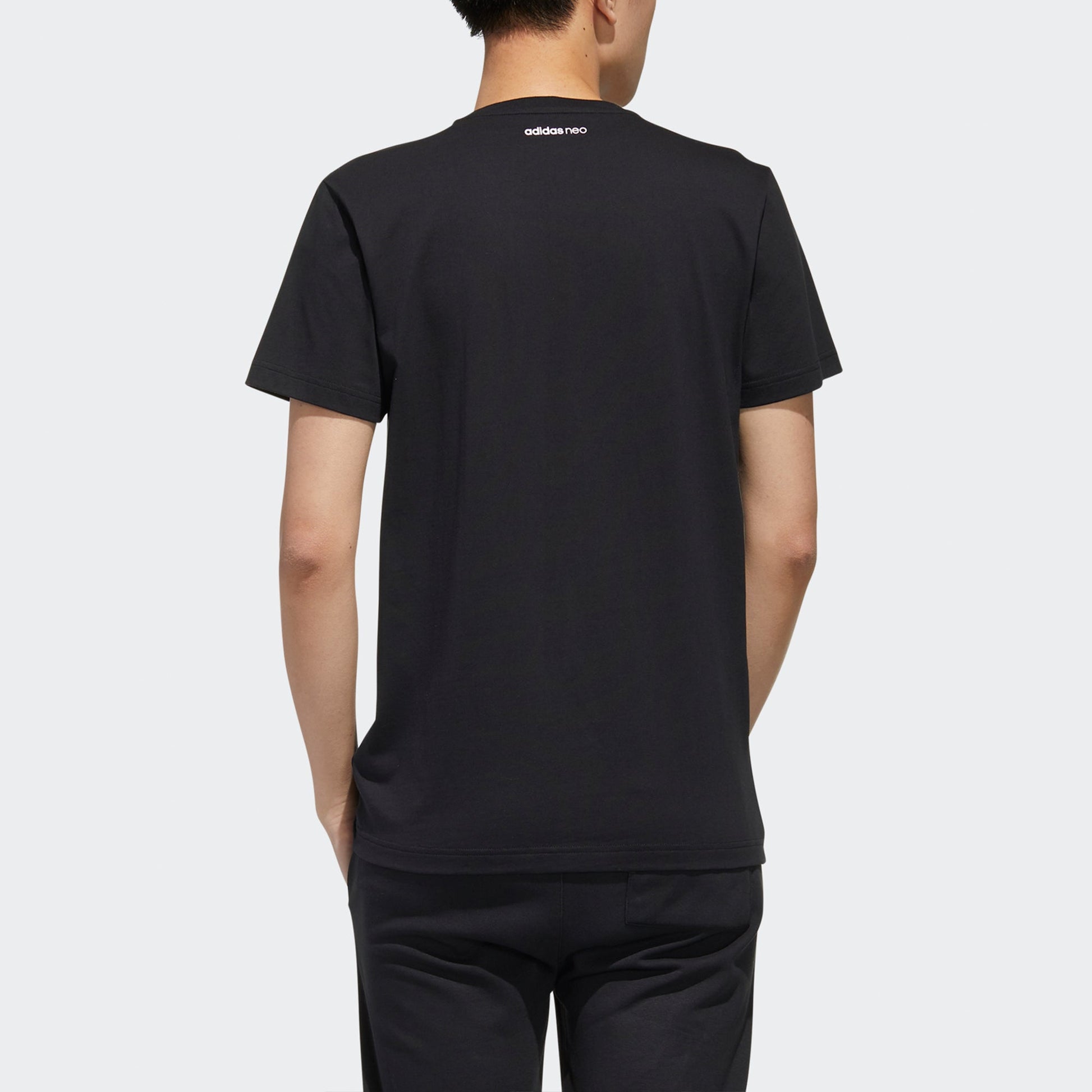 adidas neo M Faves Tee Logo Printing Sports Short Sleeve Black FP7356
