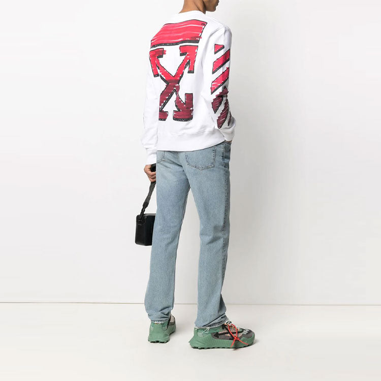 Off-White Men's SS21 Marker Arrows Crew Neck White OMBA025R21FLE0040125