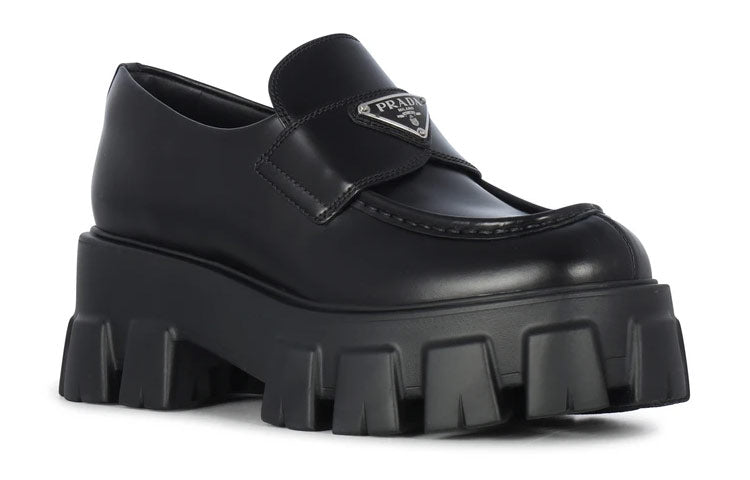 (WMNS) PRADA Brushed Leather Monolith Loafers 'Black' 1D649M_B4L_F0002_F_B055