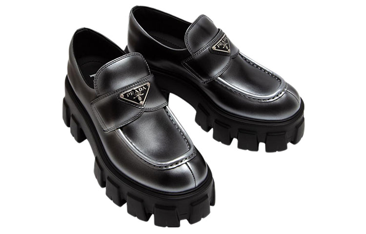 (WMNS) PRADA Monolith Brushed Leather Loafers 'White Spray Black' 1D649M_3LMH_F0I89_F_B055