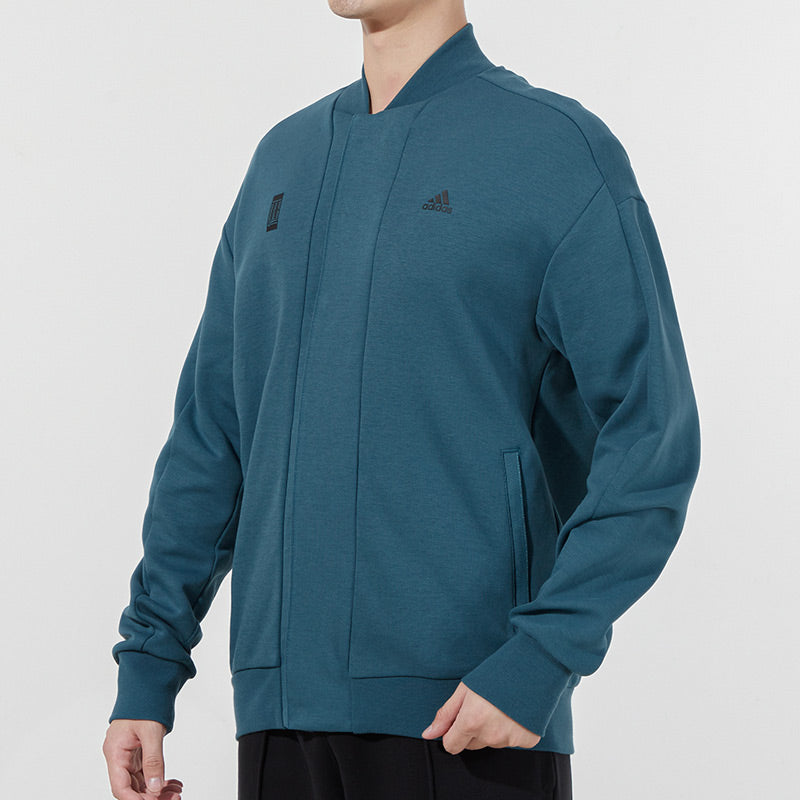 Men's adidas Martial Arts Series Logo Printing Sports Jacket Sky Blue H39209