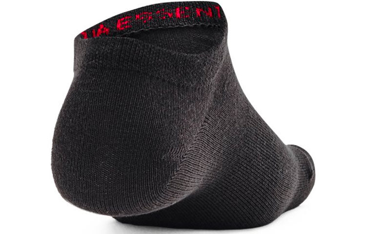 Under Armour Essentials No Show Socks - 6-Pack 'Black Red' 1358780-001