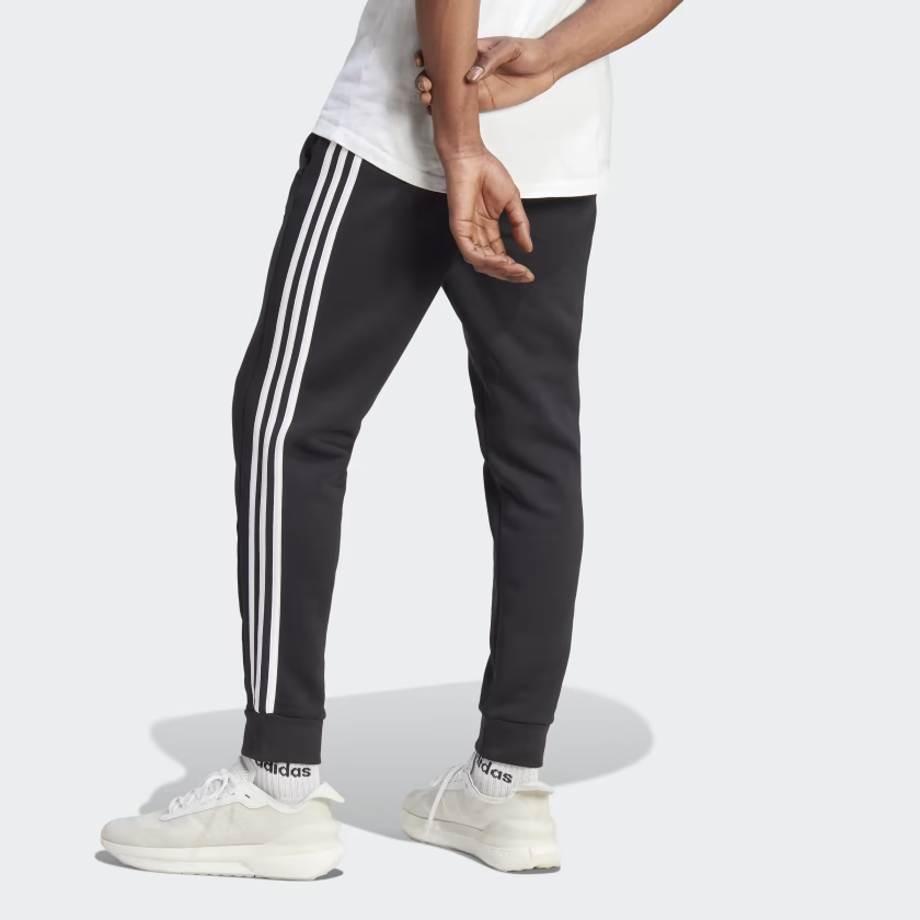 adidas Essentials Fleece 3-Stripes Tapered Cuff Joggers 'Black White' IB4030