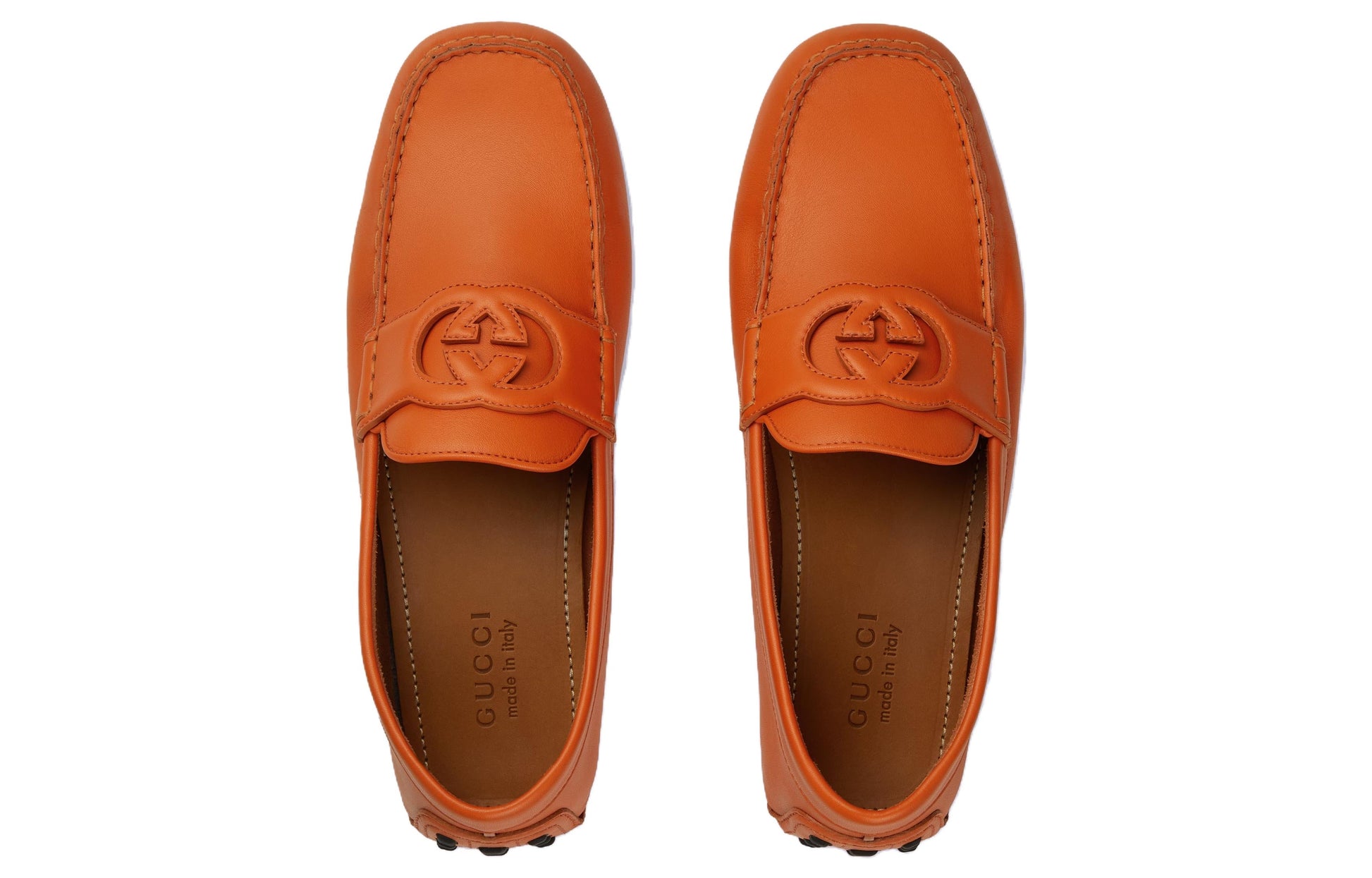 Gucci Interlocking G Leather Flats 'Orange' 730148-1XH60-7519