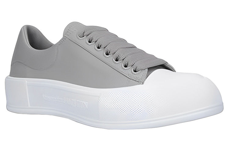 (WMNS) Alexander McQueen Deck Plimsoll Lace-Up Sneakers 'Grey White' 667245WIAB61806