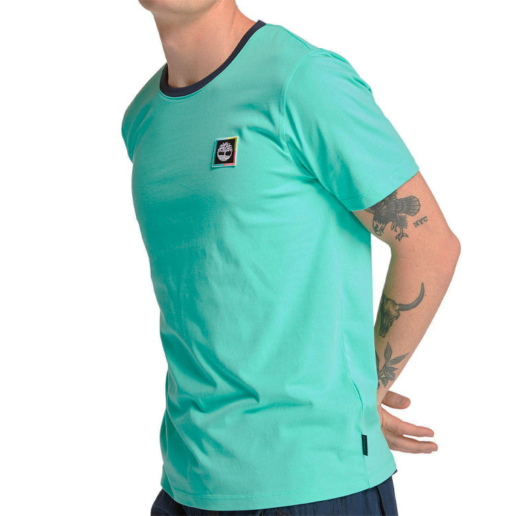 Men's Timberland SS20 CoolMax Logo Short Sleeve Round Neck Green A1Z18X93
