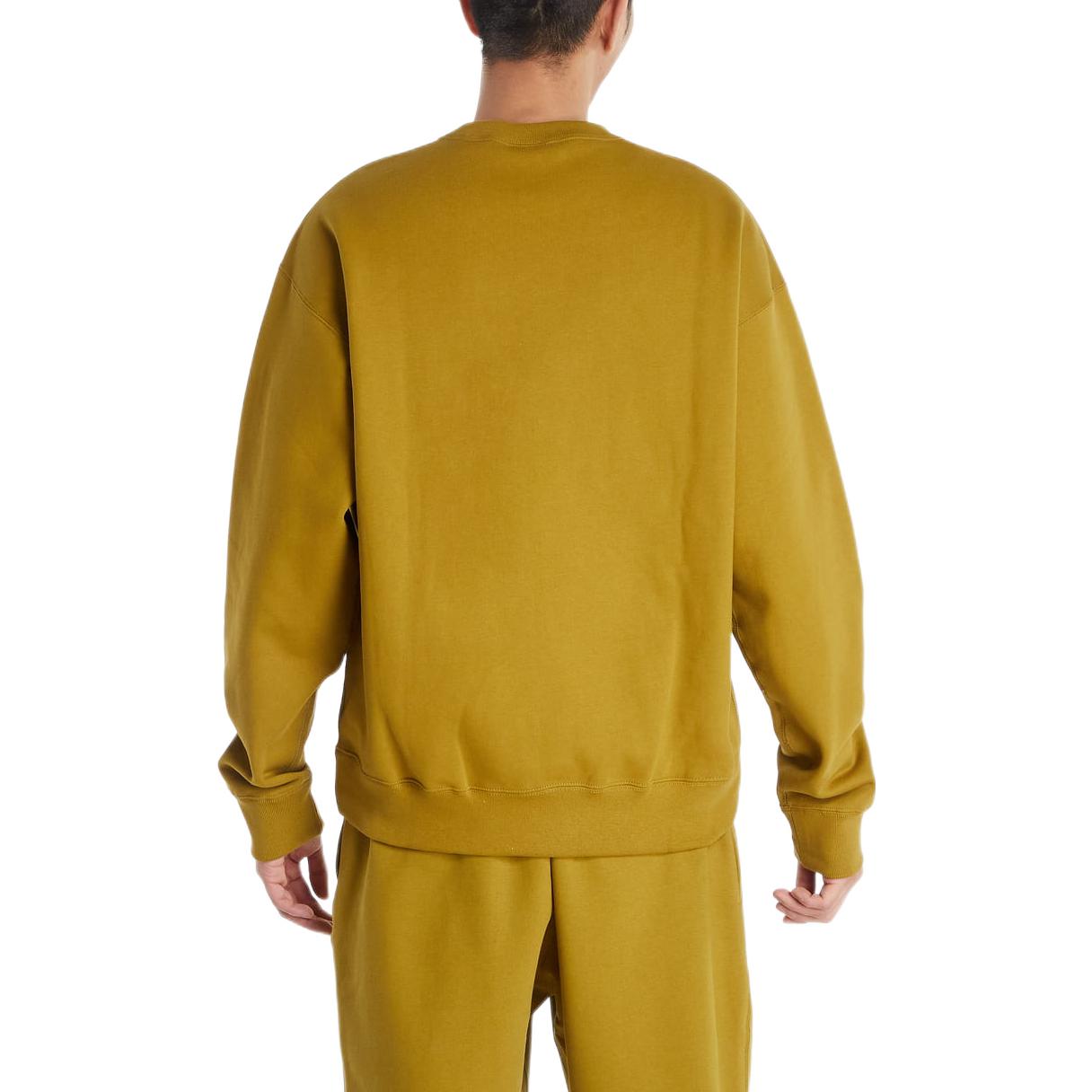 Nike Solo Swoosh Fleece Solid Color Logo Embroidered Long Sleeves Mustard Yellow CV0554-318