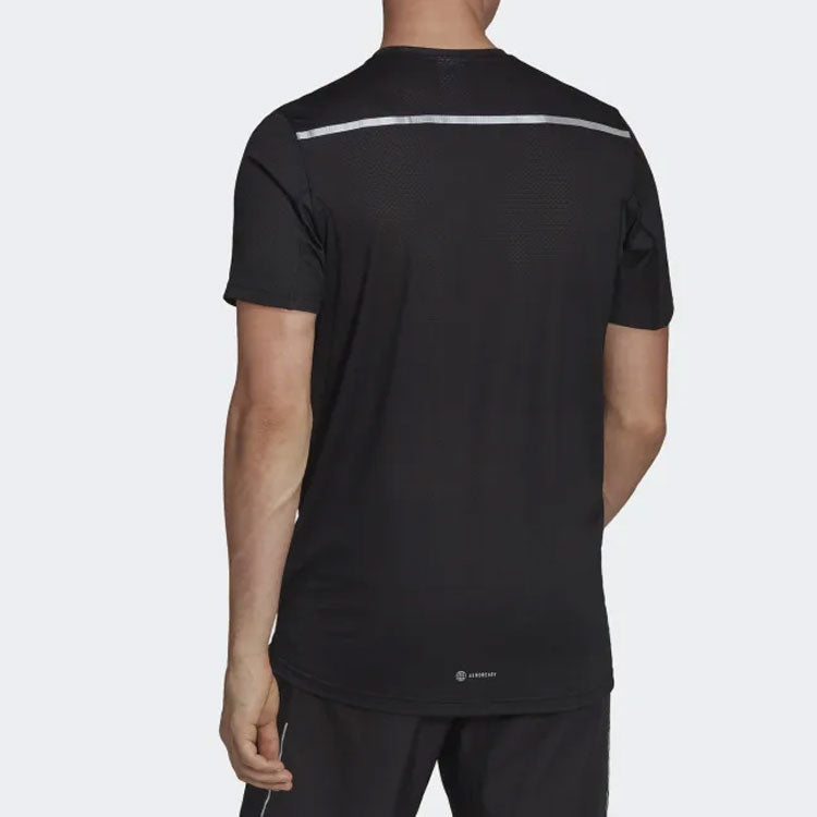 adidas Solid Color Logo Round Neck Short Sleeve Black H59885