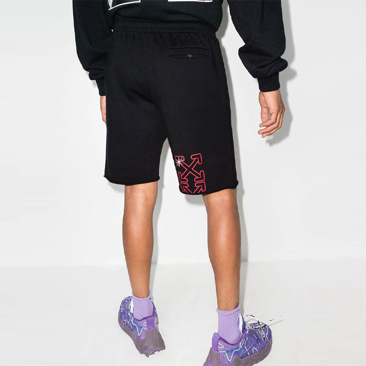 Off-White FW21 Logo Pants Sports Shorts Ordinary Version Black OMCI006F21FLE0051025