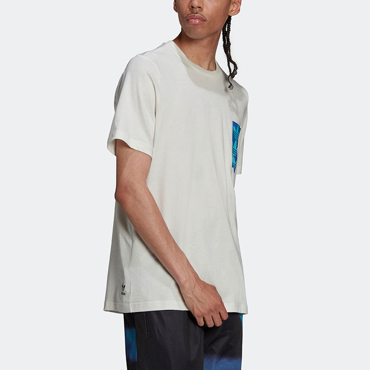 Men's adidas originals Logo Pattern Printing Casual Round Neck Short Sleeve White T-Shirt HC7186