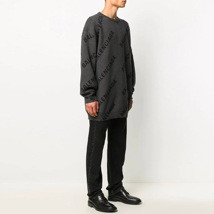 Balenciaga Intarsia Knit Logo Jumper 'Grey' 625970T31781262