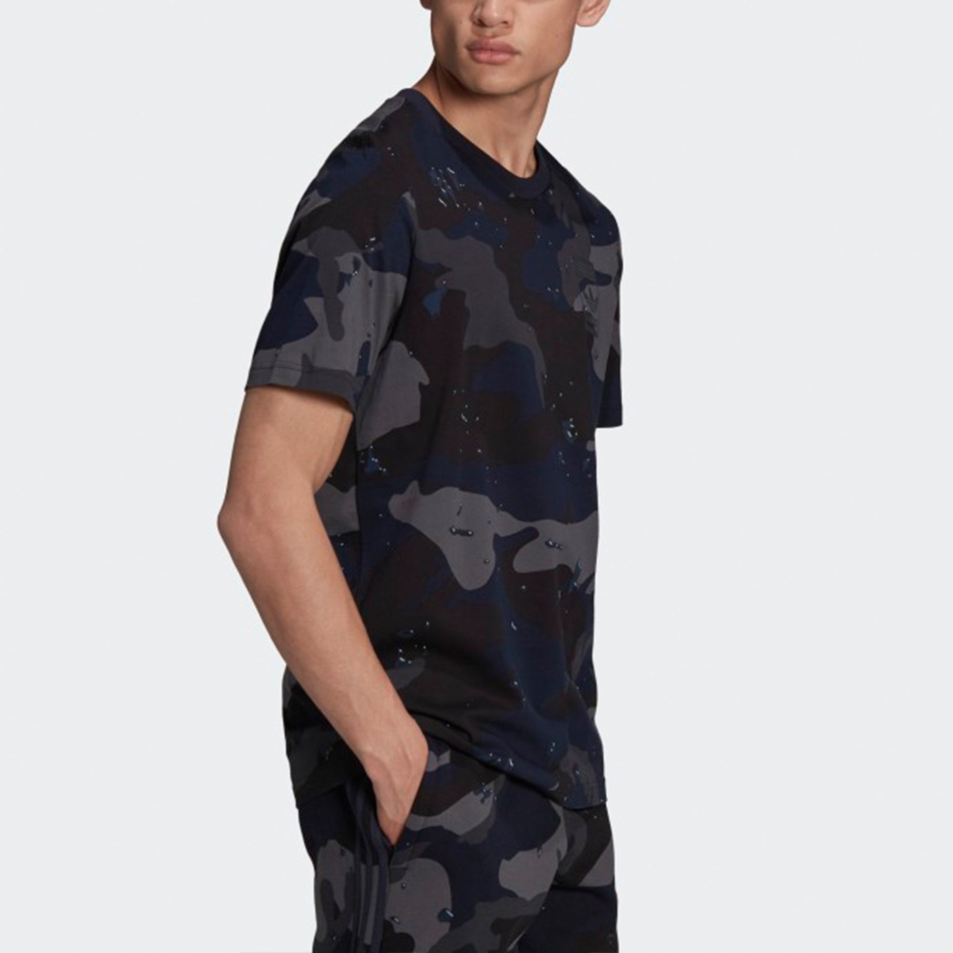 adidas originals Camouflage Printing Short Sleeve Navy Blue H13493