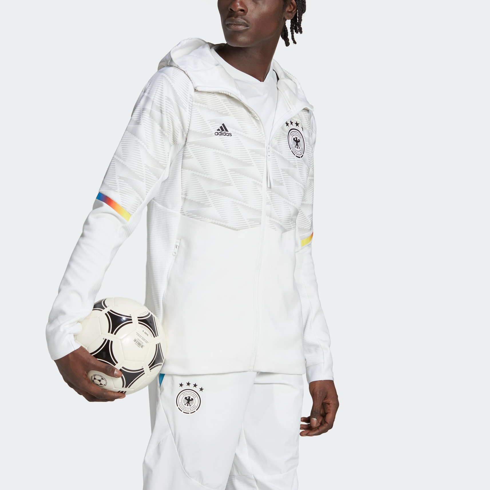 adidas Germany Game Day Full-Zip Travel Hoodie 'White' IC4377
