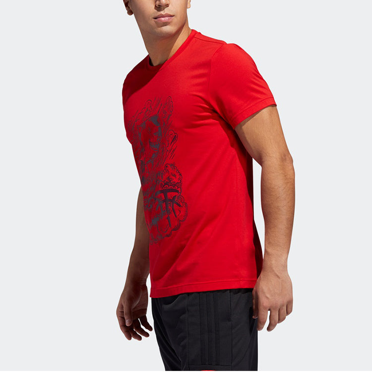 adidas Tmac Aoh CH8 Basketball Sports Round Neck Short Sleeve Red DZ0686