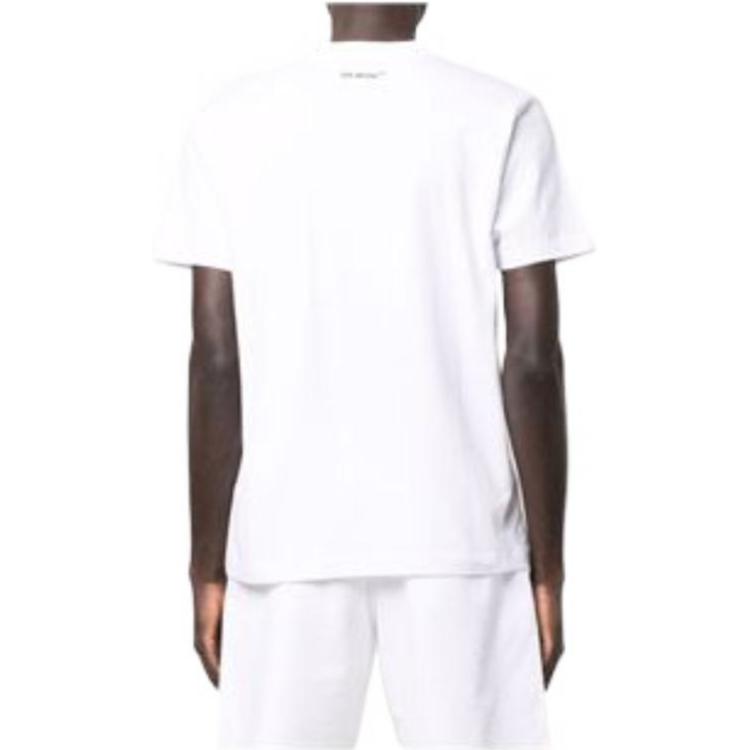 Men's Off-White Arrow Pattern Cotton Short Sleeve White T-Shirt OMAA027C99JER002