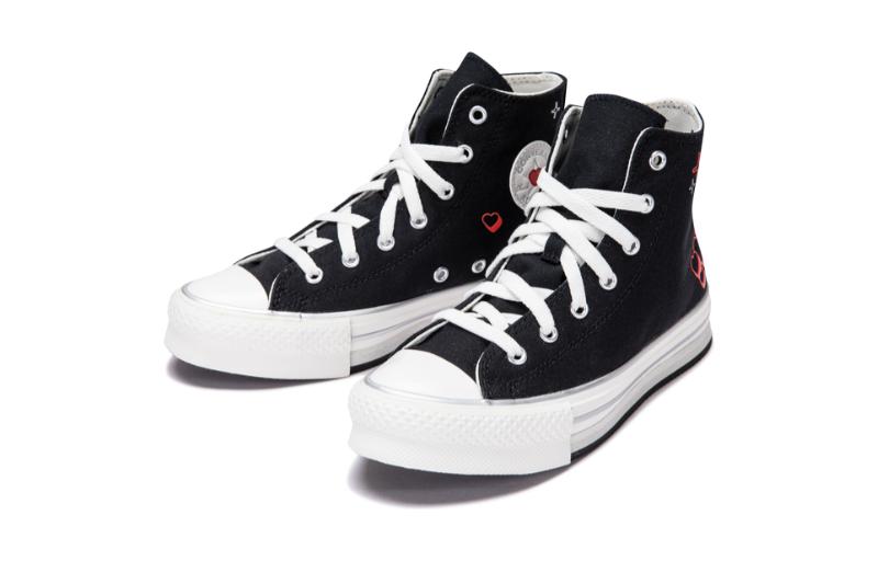 (GS) Converse Chuck Taylor All Star EVA Lift Platform Y2K Heart High Top 'Black' A09121C