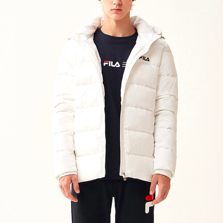 Men's FILA Stay Warm Hooded Down Jacket White F61M048921F-WT