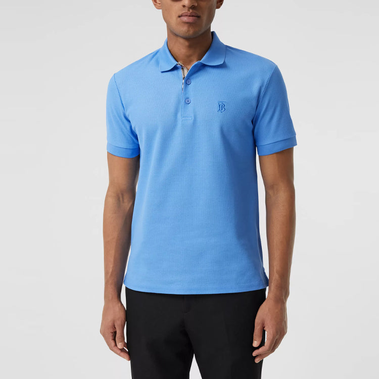 Men's Burberry TB Embroidered Short Sleeve Polo Shirt Sky Blue 80393131