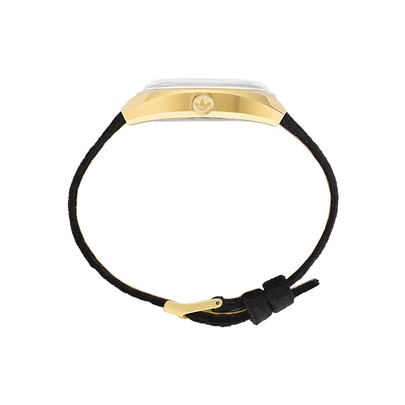 adidas Edition 1 Fashion Black Stainless Steel & Velvet Strap Watch 'Black Gold' AOFH225132I