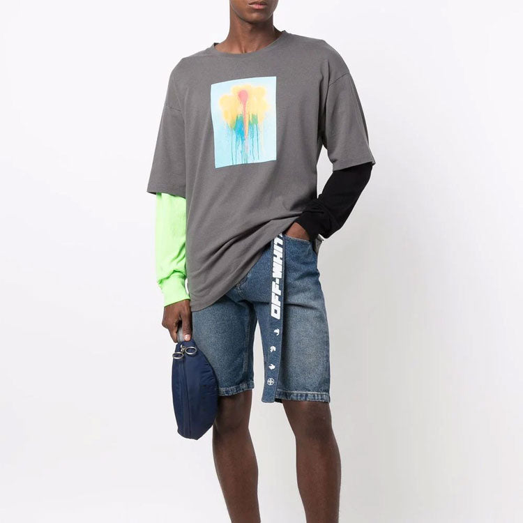 Off-White FW21 Denim Casual Shorts Slim Fit Version Blue OMYC005F21DEN0014501