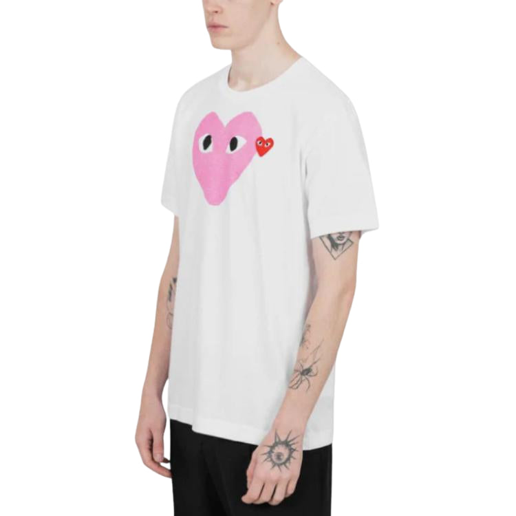 COMME des GARCONS PLAY SS25 Printed Heart with Red Emblem Pink T-Shirt 'White' AX-T106-051-4