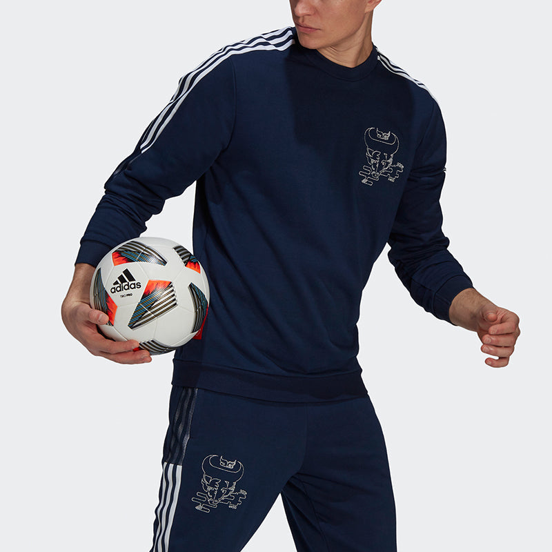 adidas Afc Cny Cr Swt Series Soccer/Football Sports Embroidered Pattern Round Neck Pullover Navy Blue GK9401