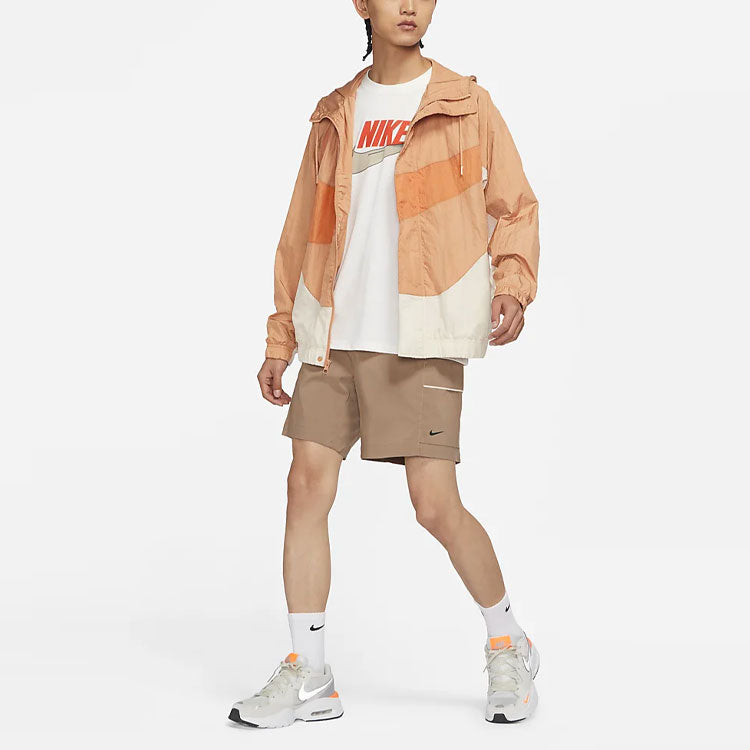 Men's Nike Sportswear Swoosh Contrasting Colors Large Logo Hooded Woven Jacket Orange DD5968-212