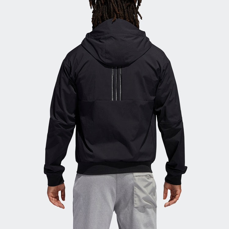 adidas Series Pattern Zipper Hooded Jacket Black GG0767
