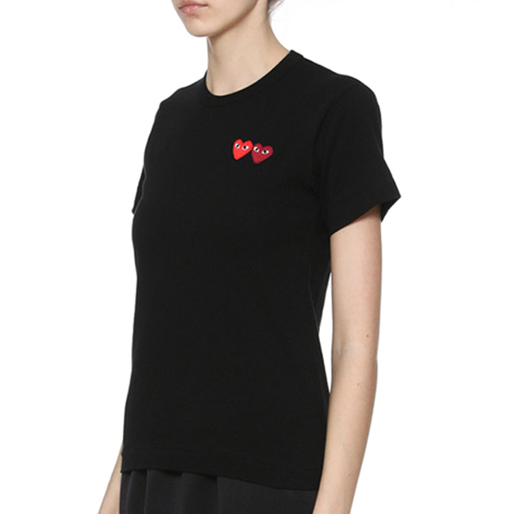 (WMNS) COMME des GARCONS PLAY Double Hearts Logo Tee 'Black' AZ-T225-051-3-1