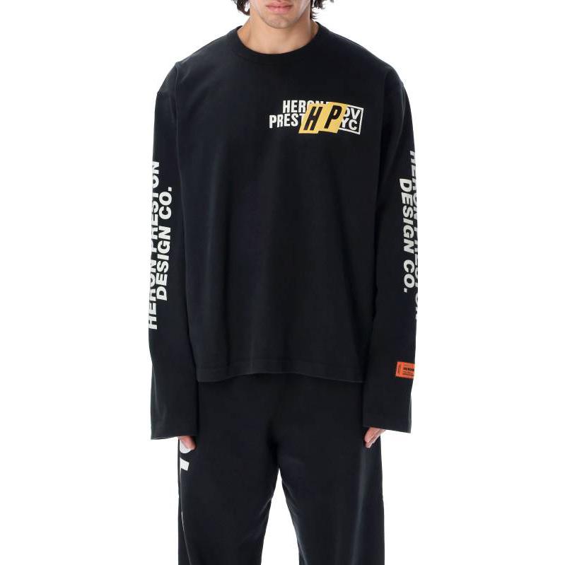 HERON PRESTON FW22 Real Estate LS T-shirt 'Black White' HMAB028F22JER0021001
