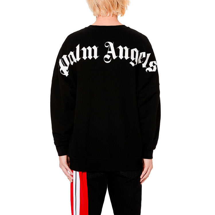 Men's PALM ANGELS Logo Over Sweatshirt Logo Pullover Black PMBA021E194410021001