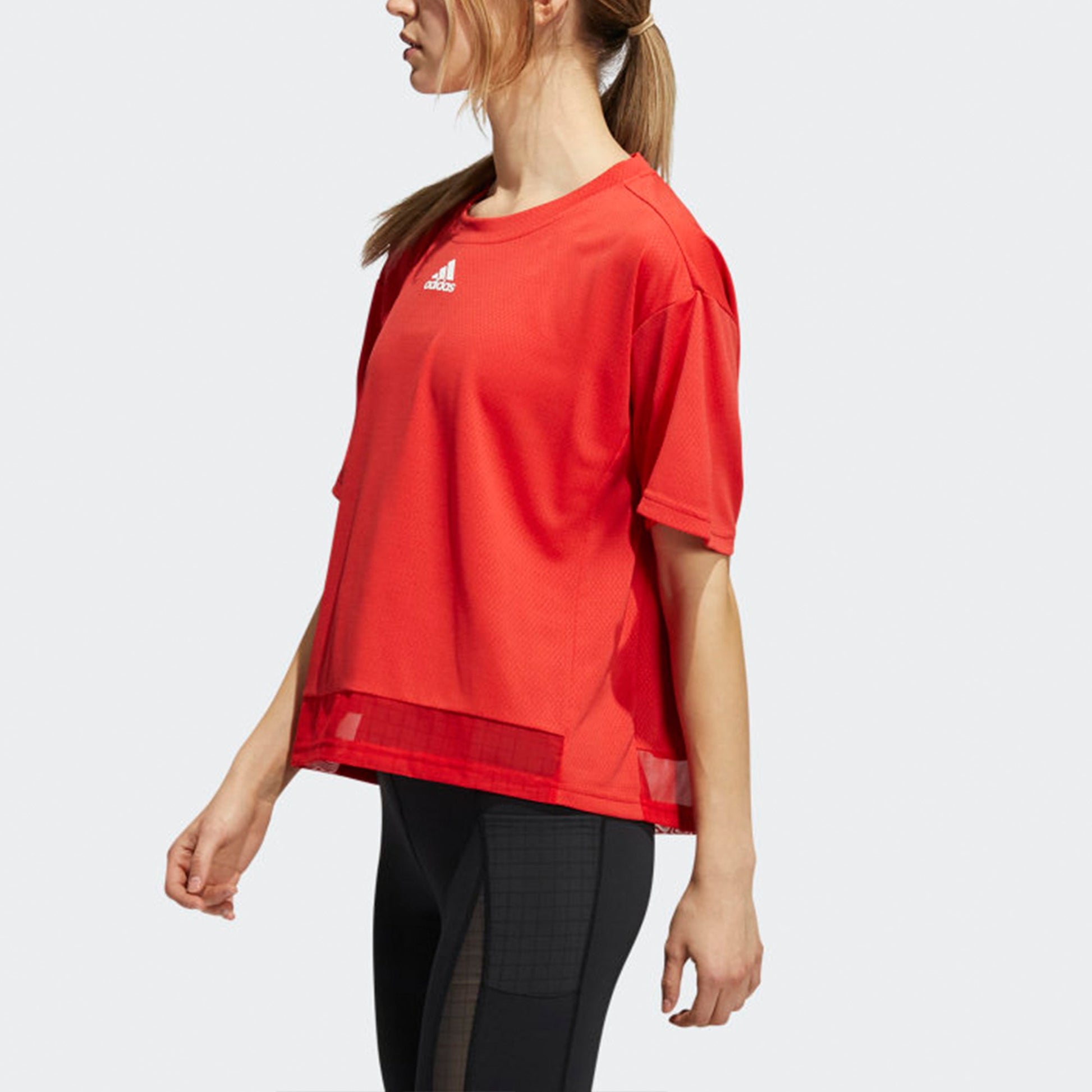 (WMNS) adidas Heat.rdy Mesh Training Sports Short Sleeve Red H50825