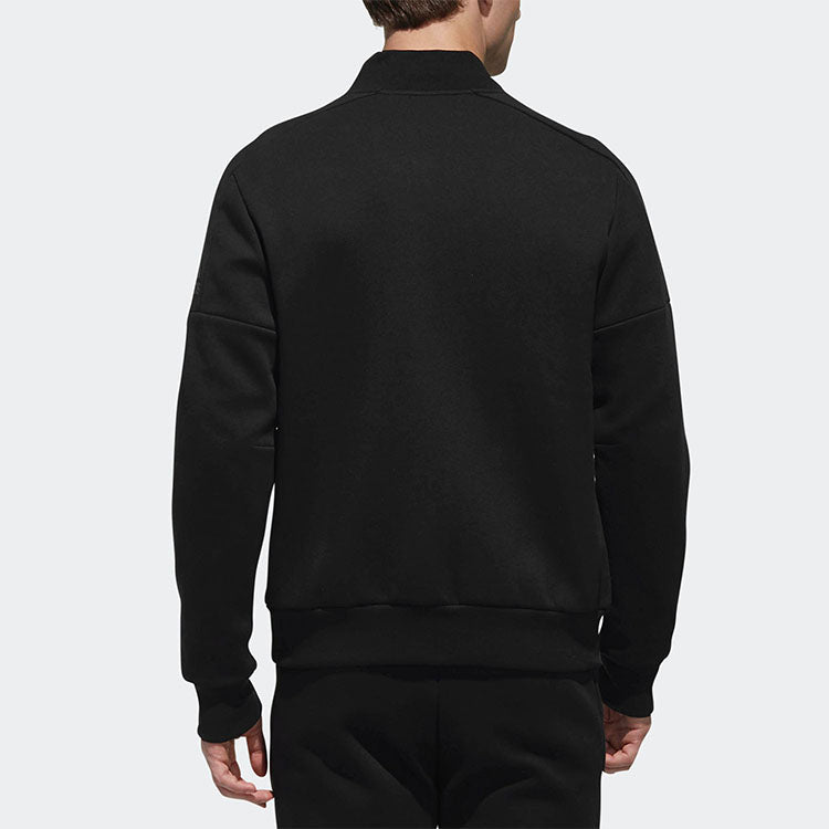 adidas Solid Color Casual Sports Knit Zipper Jacket Black DW4625